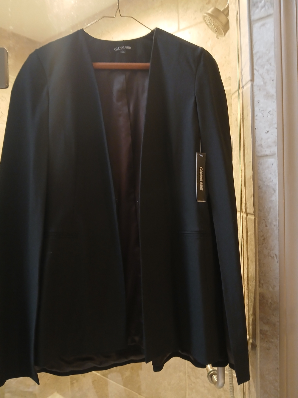 Gianni Bini Black Open-Front Cape Blazer